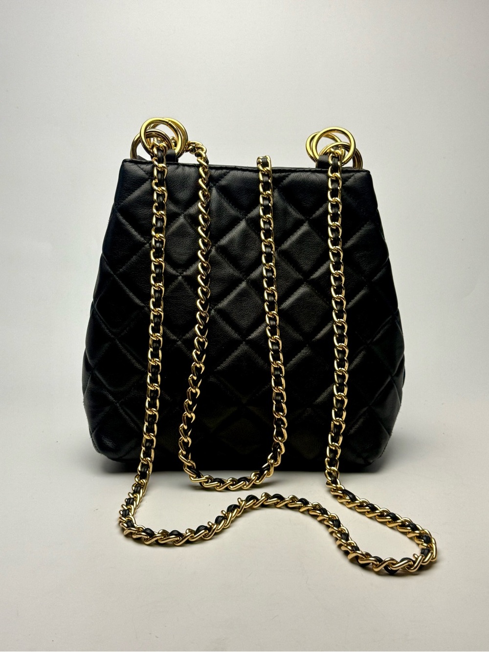 Giani Bernini Black Quilted Chain Shoulder Bag Gold Tone Chain Strap 10x10